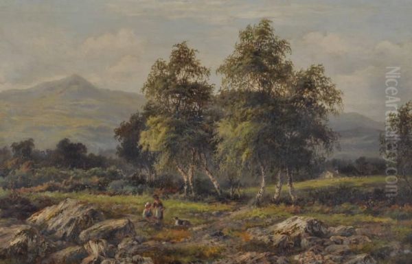 Extensive Welsh Landscape With Figures And Dog - view 1