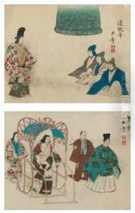 Two Scenes From The No Theatre by Kawabata Gyokusho