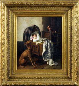 Chien Et Perroquet Gardant Le Landau by Joseph Gyselinckx