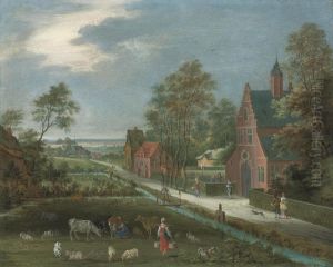 A Village Landscape With A Milkmaid