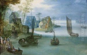 Scene De Village Au Bord D'estuaire