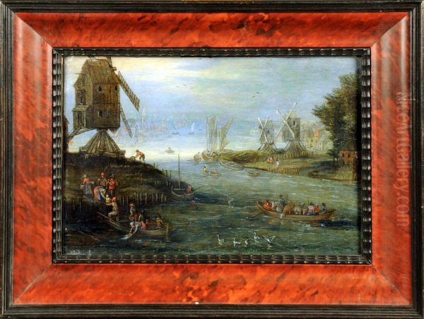 Paysage Fluvial Anime, Avec Moulin - view 1