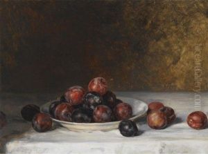 Still Life With A Plate Of Plums by Nicholaos Gysis
