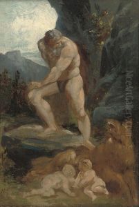 Faustulus Happening Upon Romulus And Remus Suckling On A She-wolf by Nicholas Gysis