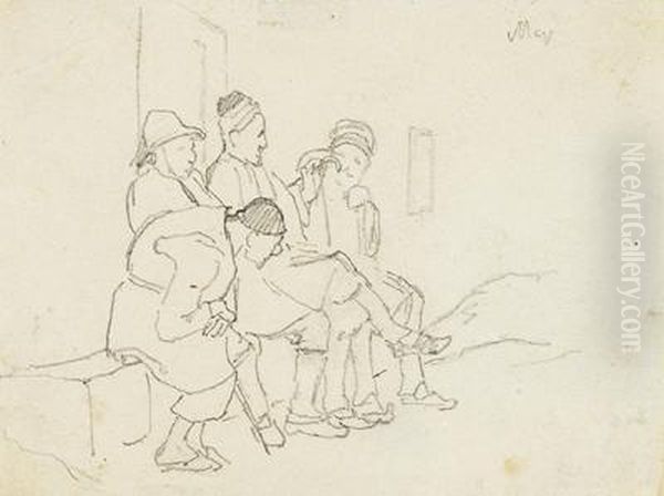 Men Seated On A Bench - view 1