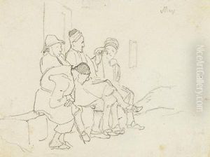 Men Seated On A Bench by Nicholas Gysis