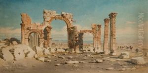 Vue D'un Arc De Triomphe A Palmyre by Carl Haag