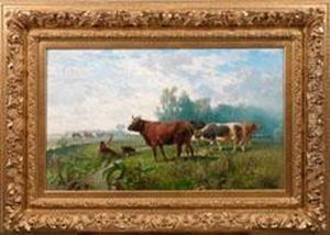 Rastender Viehhirte In Sommerlicher Landschaft