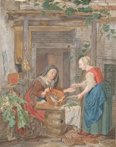 An Old Woman Selling Fish by Tethart Philip Christiaan Haag
