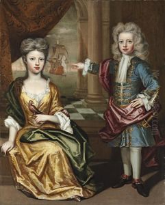 Portrait Of A Brother And Sister by Jan Van Der Haagen