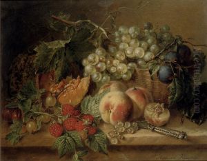 Bouquet Of Summer Flowers On A Marble Edge by Adriana-Johanna Haanen