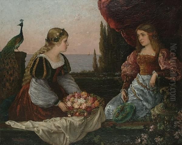 Two Beautiful Girls On A Terrace By The Sea - view 1