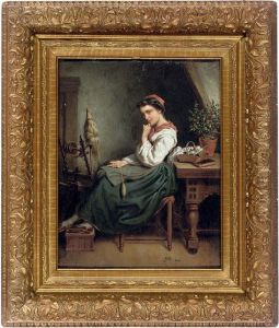 At The Spinning Wheel by Pieter Alardus Haaxman