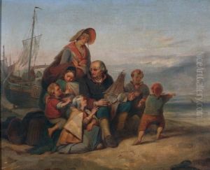 Gelukkige Vissersfamilie by Pieter Alardus Haaxman