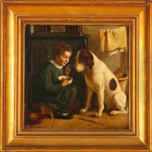 Kitchen Interior With Alittle Boy And His Dog by Nikolai Habbe