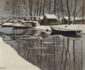 La Thiel Sous La Neige by Ferdinand Gabriel E. Haberjahn