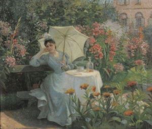 Jeune Femme A L'ombrelle by Eugene Habert