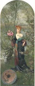 Japonaise Au Jardin by Eugene Habert