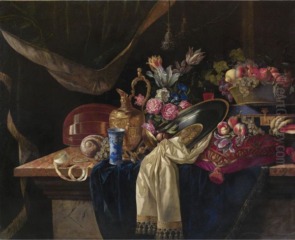 Nature Morte A L'aiguiere, Au Bouquet De Tulipe Et A Lamandoline - view 1