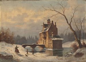 Wasserburg In Winterlandschaft by P. Habicht