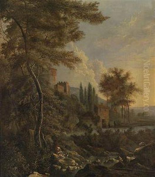 Southern Mountain Landscape With A Fortresson A Hill - view 1
