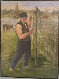 Fischer Am Ufer by Adolf Hacker
