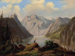 Blick Uber Den Konigssee Mit Ziegenhirtin Im Vordergrund by Horst Hacker