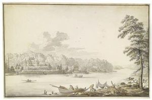 Wooded Swedish River Landscape With Fishermen by Jacob Philipp Hackert