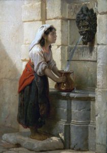 Girl At A Well by Auguste Hadamard