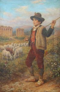Italian Shepherd Boy In A Landscape by Arthur Trevor Haddon