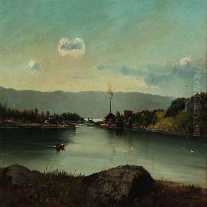 Quite Summer Night Fiord Scene, Presumably From Sweden by Max Haenel
