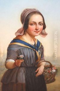 Girl With Flowers by Paul Haesaert