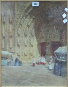 Theportal Of Quimper Cathedral by Mary S. Hagarty