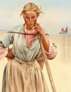 Fransk Fiskarflicka by August Wilhelm Nikolaus Hagborg