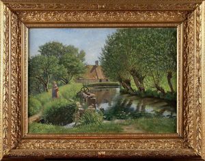 Kvinna Vid Vattendrag by Otto Hagborg