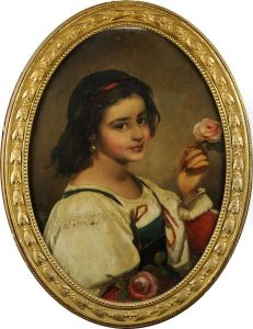 Portrait De Jeune Fille A La Rose by Paul Hagelstein