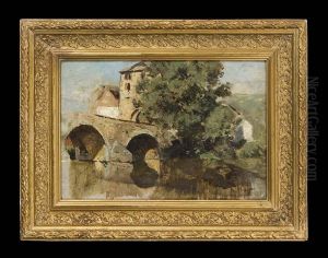 Fluslandschaft Mit Bogenbrucke by Theodor Joseph Hagen