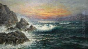 Sunset Over Crashing Waves by Nels Hagerup