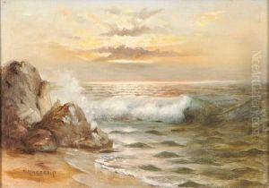 Waves Crashing Against Rocks by Nels Hagerup