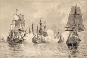 (the Convoy Ship Oland Battling The English Squadron Off The English Coast July 1704 (the Convoy Ship Oland Battling The English Squadron Off The English Coast July 1704