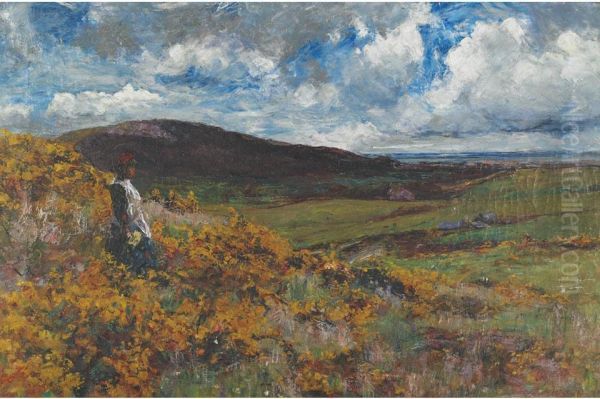 Girl Overlooking A Meadow - view 1