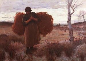 Young Fern Gatherer On A Heath by Joshua Anderson Hague