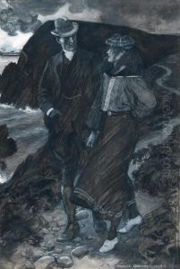 Lovers Strolling On A Coast by Maurice Hague