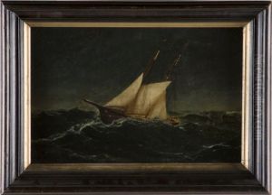 Schooner In Heavy Seas by Josef Hahn