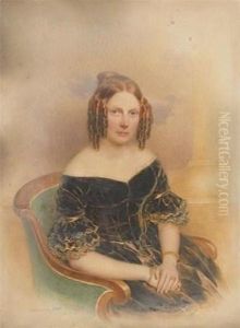Portrait Of A Lady, Seated,wearing Black by Anton Hahnisch