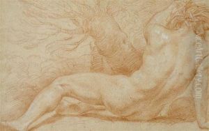 Male Nude From The Back In A Landscape by Johann Lorenz Haid