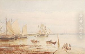 Figures On The Shore, Possibly Portsmouth by Axel Herman Haig