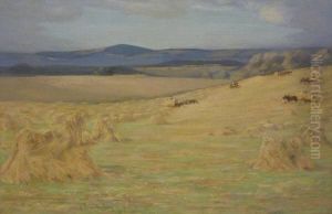 'harvest Time In Berwickshire' by James Hermiston Haig