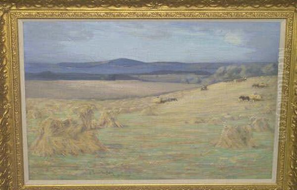 "harvest Time In Berwickshire, Cockburn Law In The Distance" Signed And Dated "1907", Also Inscribed On The Stretcher Verso, Possibly In The Artist's Own Hand - view 1