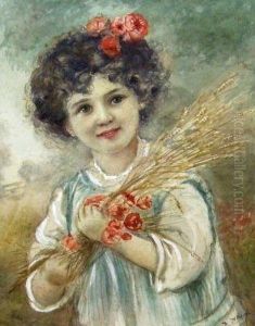 Young Girl Gathering Wheat